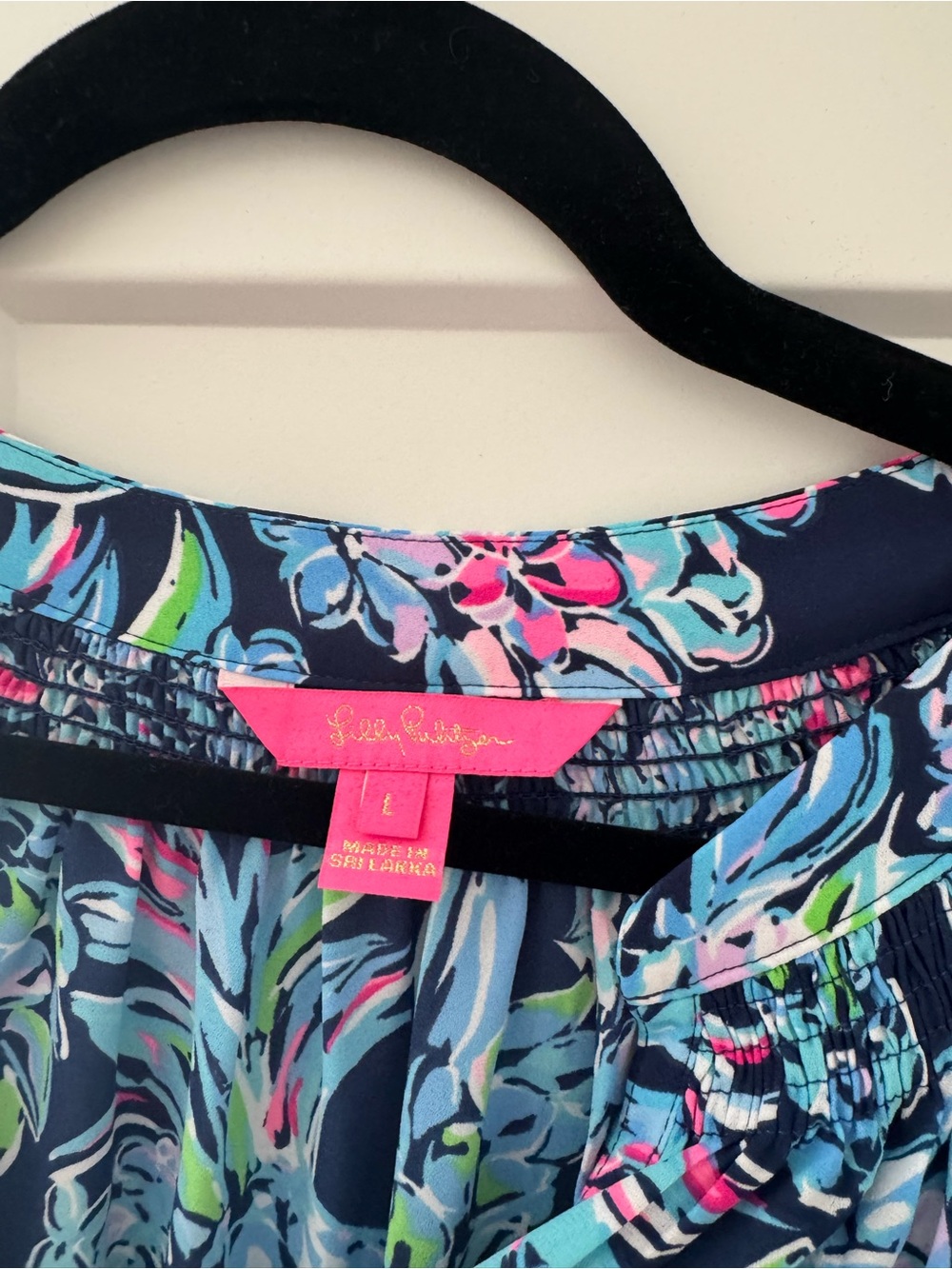 Lilly Pulitzer Navy Floral Button-Front Blouse with Pink & Blue Accents - Picture 2 of 2
